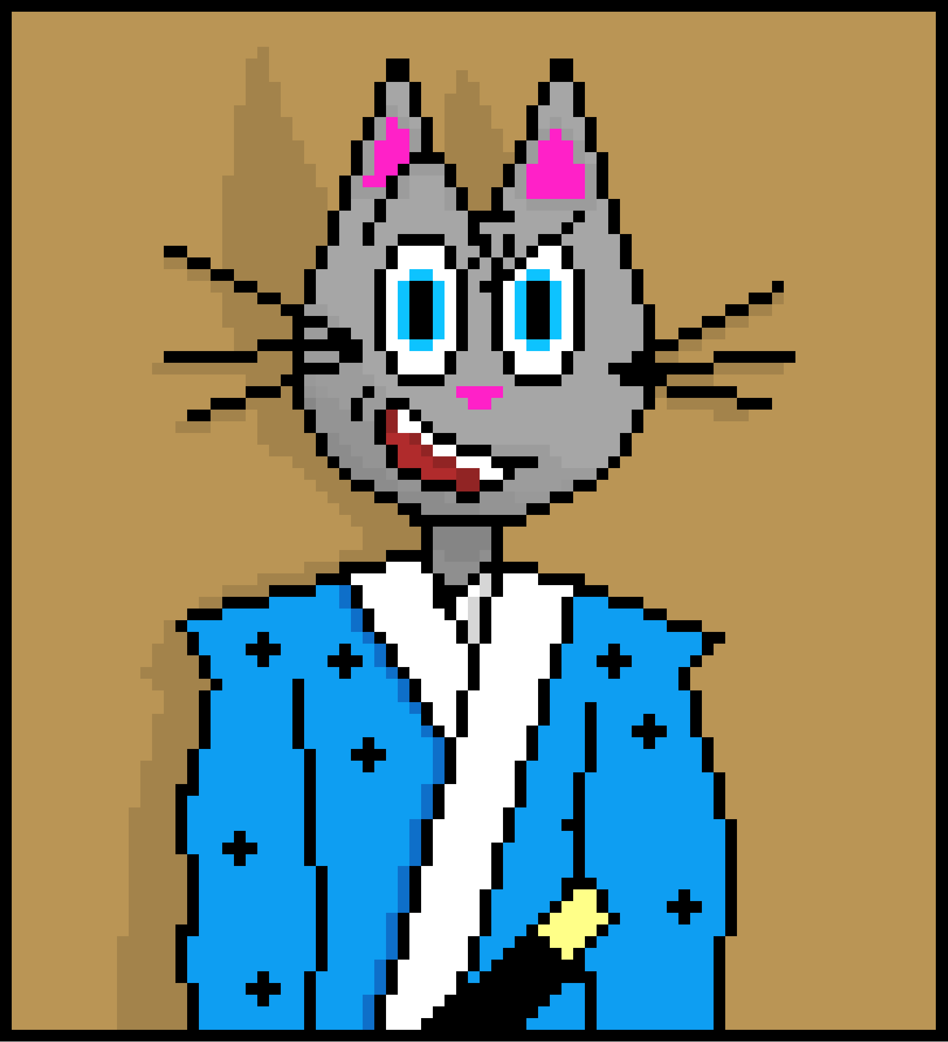 Samurai Cat Pixel Illustration