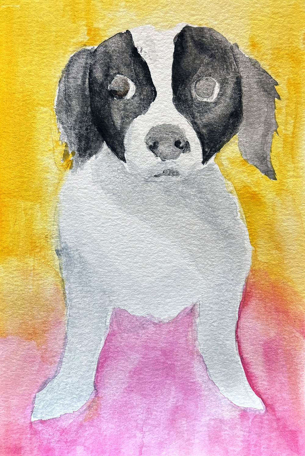 Watercolor of Piper the dog